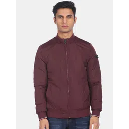 Arrow Sport Men Burgundy Solid Bomber Jacket-picture-32