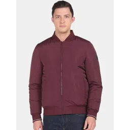 Arrow Sport Men Burgundy Solid Bomber Jacket-picture-31