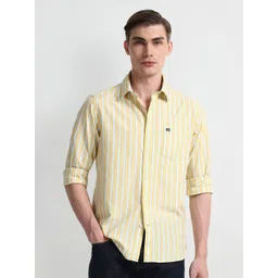 Arrow Sport Men Comfort Cutaway Collar Striped Cotton Slim Fit Casual Shirt-picture-11