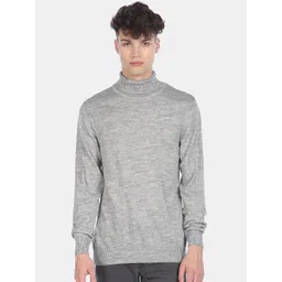 Arrow Sport Men Grey & Off White Turtle Neck Pullover-picture-29