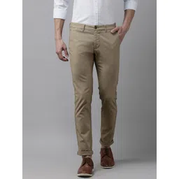 Arrow Sport Men Khaki Textured Self Design Original Slim Fit Low-Rise Plain Woven Trousers-picture-27