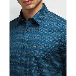 Arrow Sport Men Manhattan Slim Fit Horizontal Stripes Opaque Striped Casual Shirt image 3