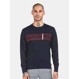 Arrow Sport Men Navy Blue Printed Round Neck Sweatshirt-picture-35