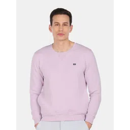 Arrow Sport Men Purple Solid Crew Neck Sweatshirt-picture-18