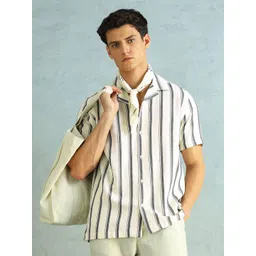 Arrow Sport Men Slim Fit Vertical Striped Cuban Collar Pure Cotton Casual Shirt-picture-22