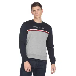 Arrow Sport Navy Cotton Regular Fit Printed SweatShirt-picture-38