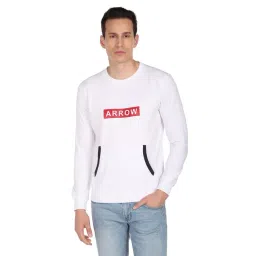 Arrow Sport Off White Cotton Regular Fit Printed SweatShirt-picture-20