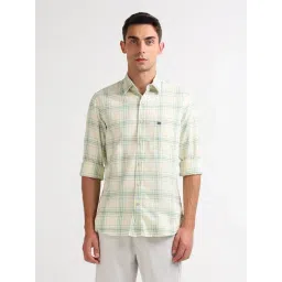 Arrow Sport Yellow Cotton Slim Fit Checks Shirt-picture-20