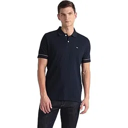 arrow sports Arrow Men's Solid Half Sleeve Regular Fit Cotton Polo T-Shirt Navy-picture-29