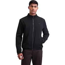 arrow sports Men's Black Solid High neck Long Sleeve Casual Polyester Regular Fit Jacket-picture-54