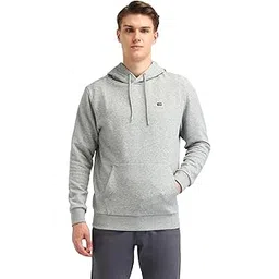 arrow sports Men's Grey Solid Hooded Neck Long Sleeve Casual Cotton Regular Fit Sweatshirt-picture-12