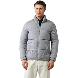 arrow sports Mens Grey Solid Long Sleeve Polyester Classic Jacket-picture-12