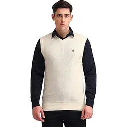 arrow sports Mens White Solid Sleeveless Cotton Classic Sweater-picture-46