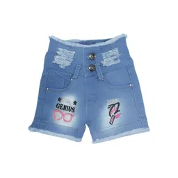 Arshia Fashions Girls Graphic Embellished Slim Fit High-Rise Denim Shorts-picture-22