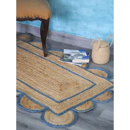 Art Avenue Affle Beige & Blue Self design Braided Jute Carpet-picture-41