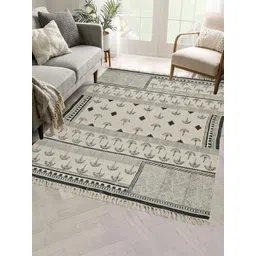 Art Avenue Beige & Black Ethnic Motifs Printed Cotton Carpet-picture-20
