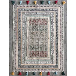 Art Avenue Beige & Green Traditional Cotton Carpet-picture-21