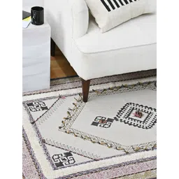 Art Avenue Beige & Red Ethnic Motifs Woven Design Carpet-picture-33