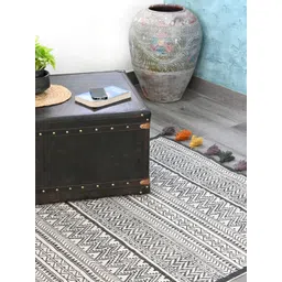 Art Avenue Black & White Ethnic Motifs Printed Cotton Carpet-picture-41