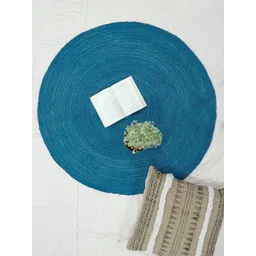 Art Avenue Blue & Teal Woven Design Jute Circular Rug-picture-28