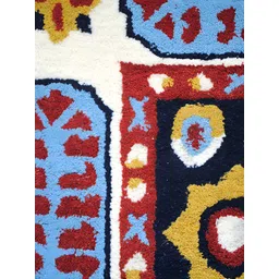 Art Avenue Blue & White Ethnic Motifs Anti-Skid Woollen Carpet-picture-24