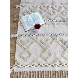 Art Avenue Cream Geometric Embroidered Cotton Carpet-picture-28