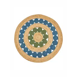 Art Avenue Hamilton Beige & Blue Textured Round Floor Jute Carpet-picture-36