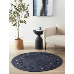 Art Avenue Nimosa Blue Textured Round Floor Jute Carpet-picture-33