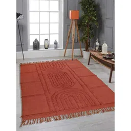 Art Avenue Red Self Design Cotton Rectangular Carpet-picture-14
