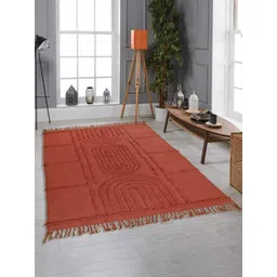 Art Avenue Red Self Design Cotton Rectangular Carpet-picture-24