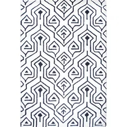 Art Avenue White & Black Abstract Anti-Skid Woollen Carpet-picture-21