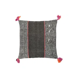 Art Avenue White & Black Geometric Embroidered Cotton Square Cushion Cover-image-33