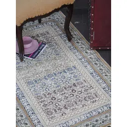 Art Avenue White & Blue Ethnic Motifs Printed Cotton Rectangular Carpet-picture-14