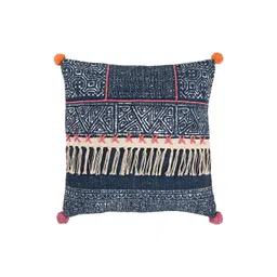 Art Avenue White & Blue Geometric Embroidered Cotton Square Cushion Cover-image-32