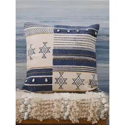 Art Avenue White & Blue Geometric Printed Square Cushion Cover-image-25