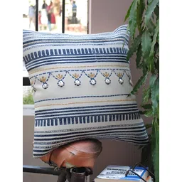 Art Avenue White & Blue Striped Square Cushion Covers-image-5