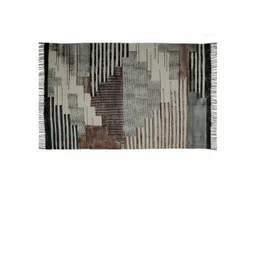 Art Avenue White & Brown Embroidered & Woven Design Cotton Rectangular Carpet-picture-19