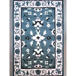 Art Avenue White & Bue Ethnic Motifs Anti-Skid Woollen Carpet-picture-25