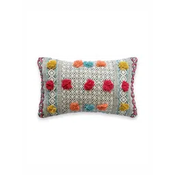 Art Avenue White & Pink Ethnic Motifs Printed Rectangle Cushion Cover-image-6