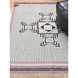 Art Avenue White & Pink Printed Cotton Carpet-picture-35