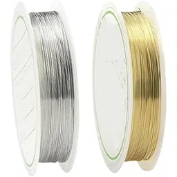 ART IFACT Copper Metallic String Wire Resistant Strong Line for Jewellery Making/Earring/Necklace/Bracelet/Beading/Art DIY Projects & Other Crafts (Gold & Silver, 0.3 mm)-picture-10