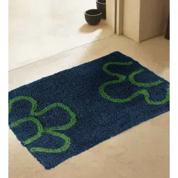 art india Blue Floral Blended Cotton 16x24 Inches AntiSkid (Set of 2) Door Mat-picture-30