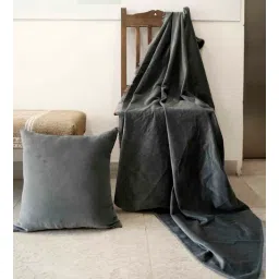 art india Grey Velvet Solid 62X54 Inches Throw-picture-18