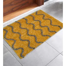 art india Yellow Abstract Blended Cotton 16x24 Inches AntiSkid (Set of 2) Door Mat-picture-13
