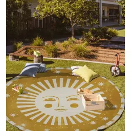 art india Yellow Cotton 6 ft x 6 ft Sun Hand Woven Outdoor Mat-picture-22