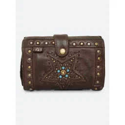 Art N Vintage Lucida Brown Leather Textured  Bi-Fold Wallet for Women-picture-28