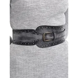 art n vintage Premium Genuine Leather Fashionable Handmade Designer Women Dress Belt with Buckle Multipurpose Waist Belt for Every effortless Elegance look for Ladies Dress Belt (Washed Black)-picture-11