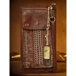 Art N Vintage Silvia Cognac Leather Textured  Zip Around Wallet for Women-picture-33