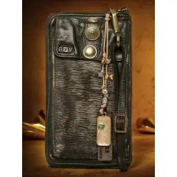 Art N Vintage Silvia Olive Leather Textured  Zip Around Wallet for Women-picture-23