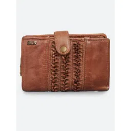 Art N Vintage Volga Cognac Leather Textured  Bi-Fold Wallet for Women-picture-12